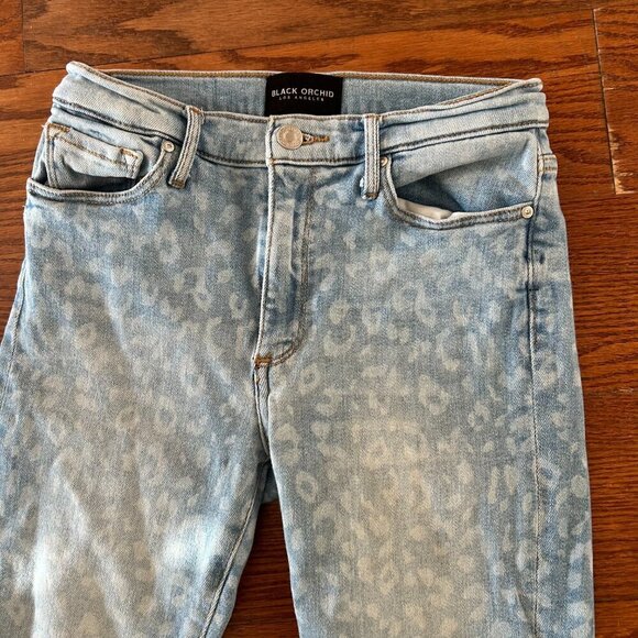 BLACK ORCHID Miranda Off Step High Rise Skinny Jeans Cheetah Print Size 25 Luxe - Picture 4 of 13